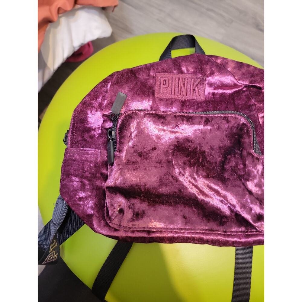 Victoria's Secret PINK Luxe Velvet Mini Backpack Violet Y2K Twee Boho - Picture 2 of 4